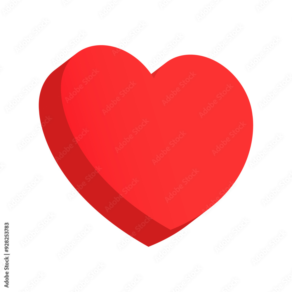 Red heart icon Isometric on white background Red heart icon Isometric on white background