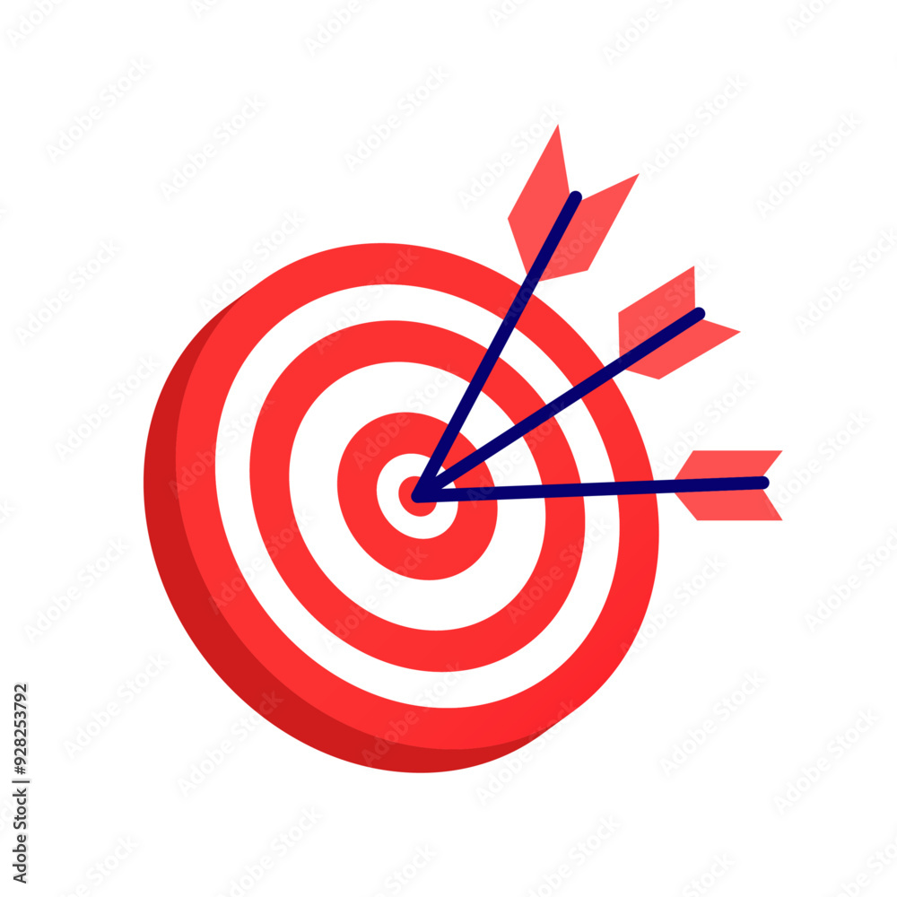 Target achieved concept, Strategy or Business Vision, big target with arrow hitting the right target