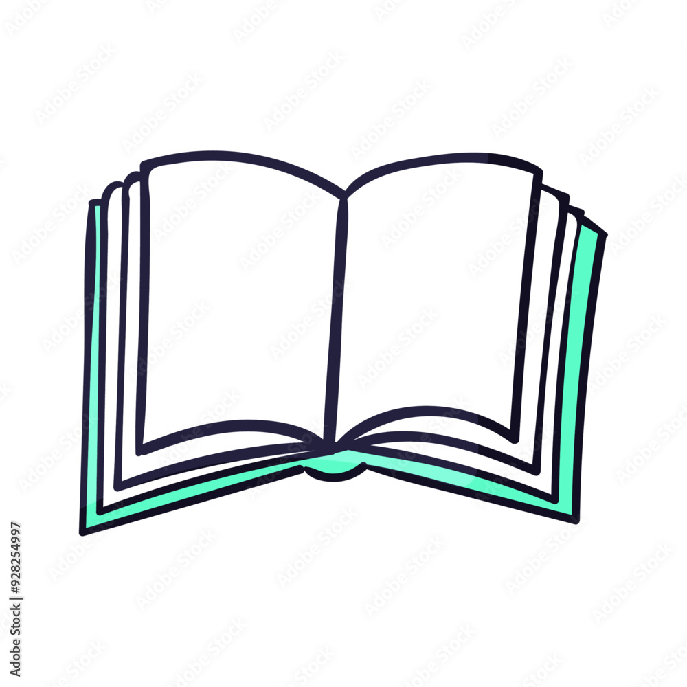 Hand drawn book cartoon illustration on a white background Hand drawn book cartoon illustration on a white background