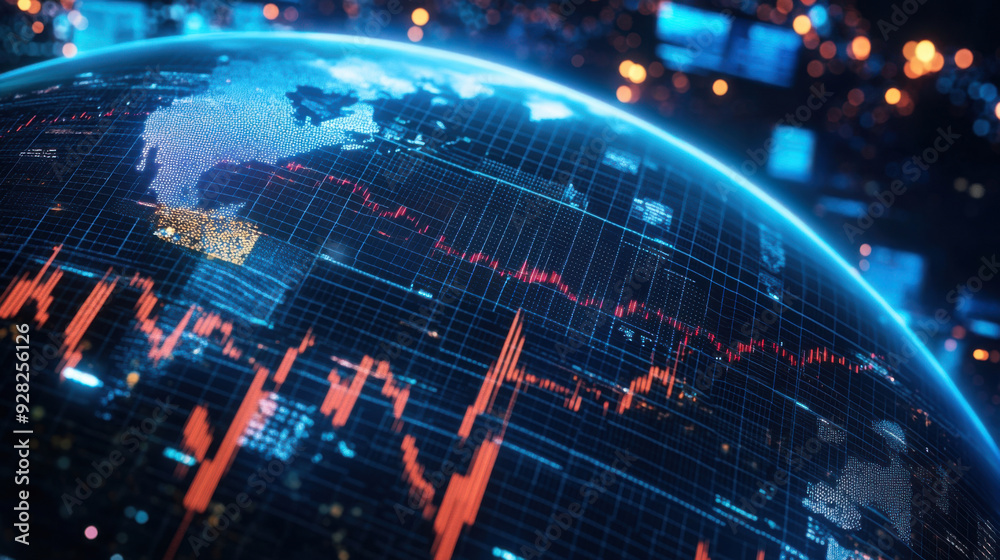 Globe in the concept of global economic network, connectivity in the digital age. Globe in the concept of global economic network, connectivity in the digital age.