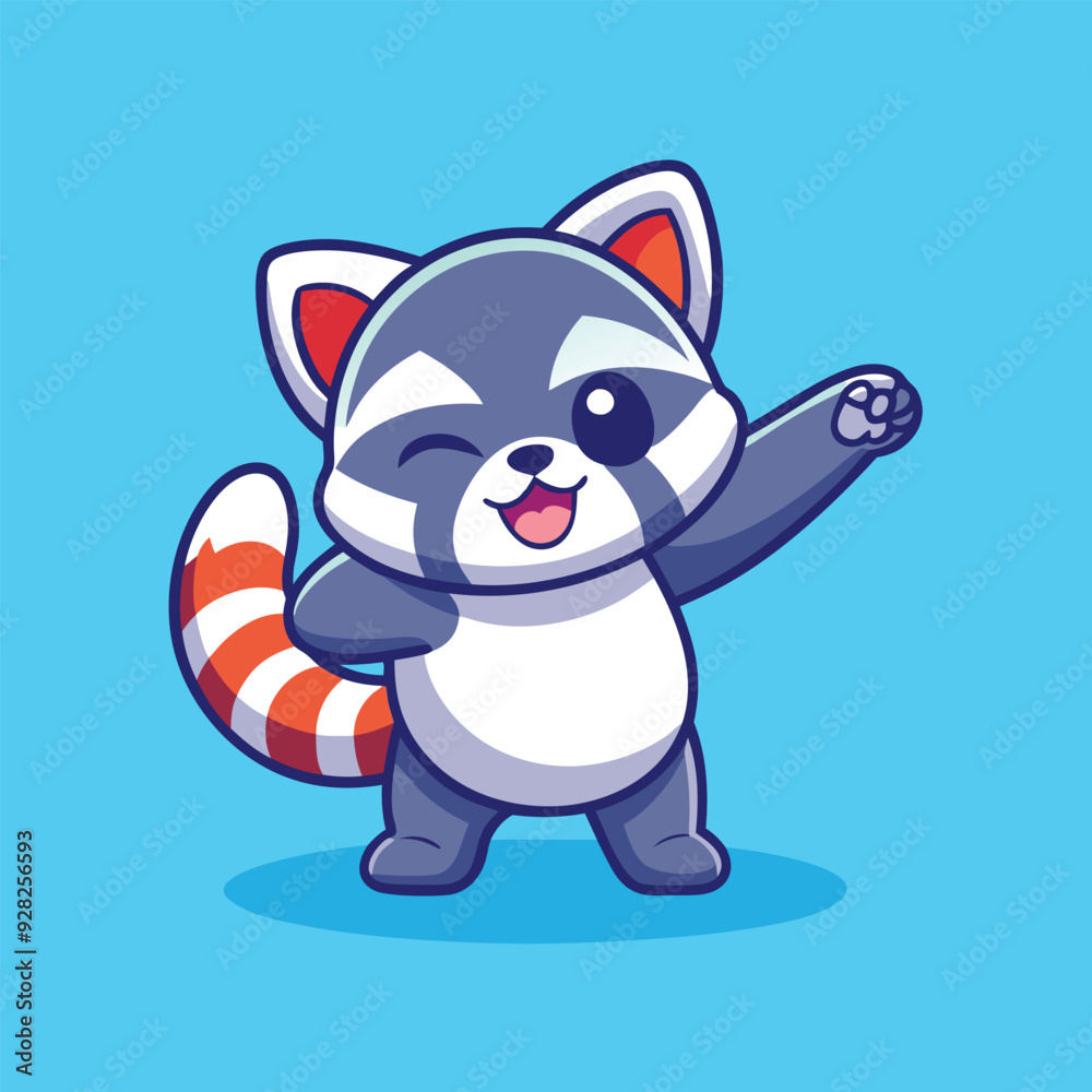 Fototapeta premium cute raccoon vector icon illustration