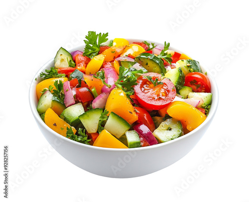 Bowl of vegetable salad, isolated on a transparent background. Food png element for design.