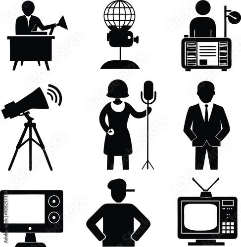 TV presenter Shadowy Silhouette Vector Art Pack