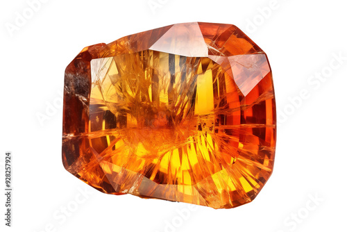 A Sunstones Facets Reflecting the Warmth of a Summers Day on a White or Clear Surface PNG Transparent Background. photo