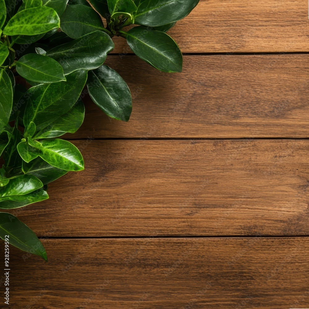 A lush green plant rests on a rustic wooden surface, creating a serene and natural ambiance perfect for home decor. A lush green plant rests on a rustic wooden surface, creating a serene and natural ambiance perfect for home decor.