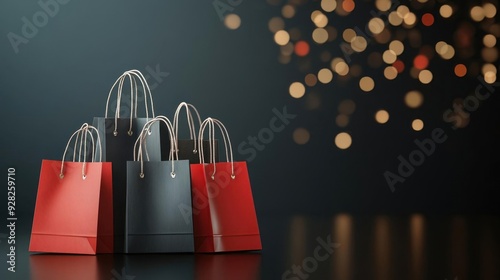 Black Friday chaos, overfilled shopping bags, 3D illustration photo