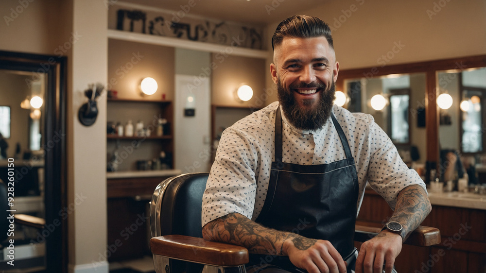 A Happy Men at Barber Shop A Happy Men at Barber Shop