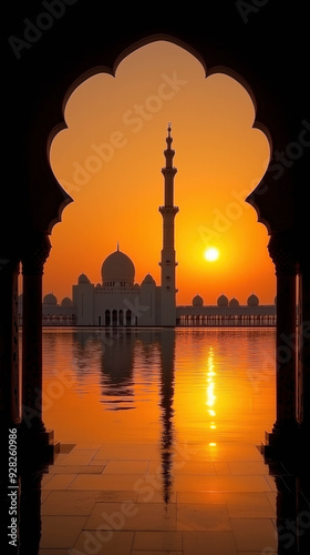 Mosque Sunset Islamic Frame...