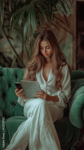 Portrait Of A Woman Using L...