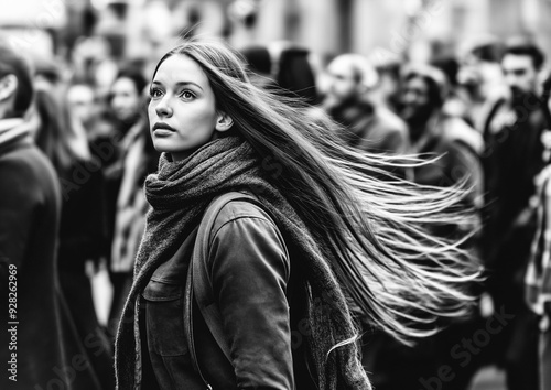 This black and white photo ...