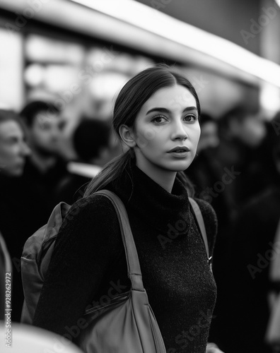 This black and white photo ...