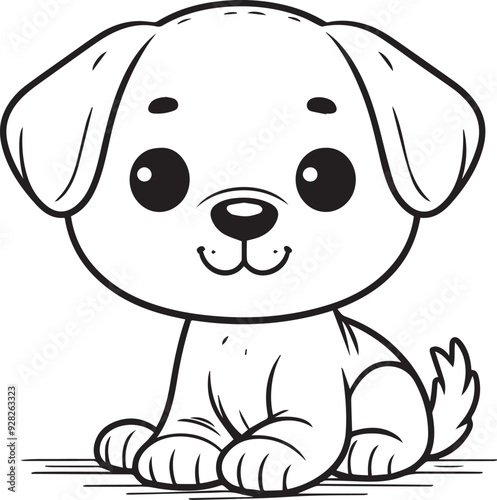 A dog line art coloring book illustration for kids