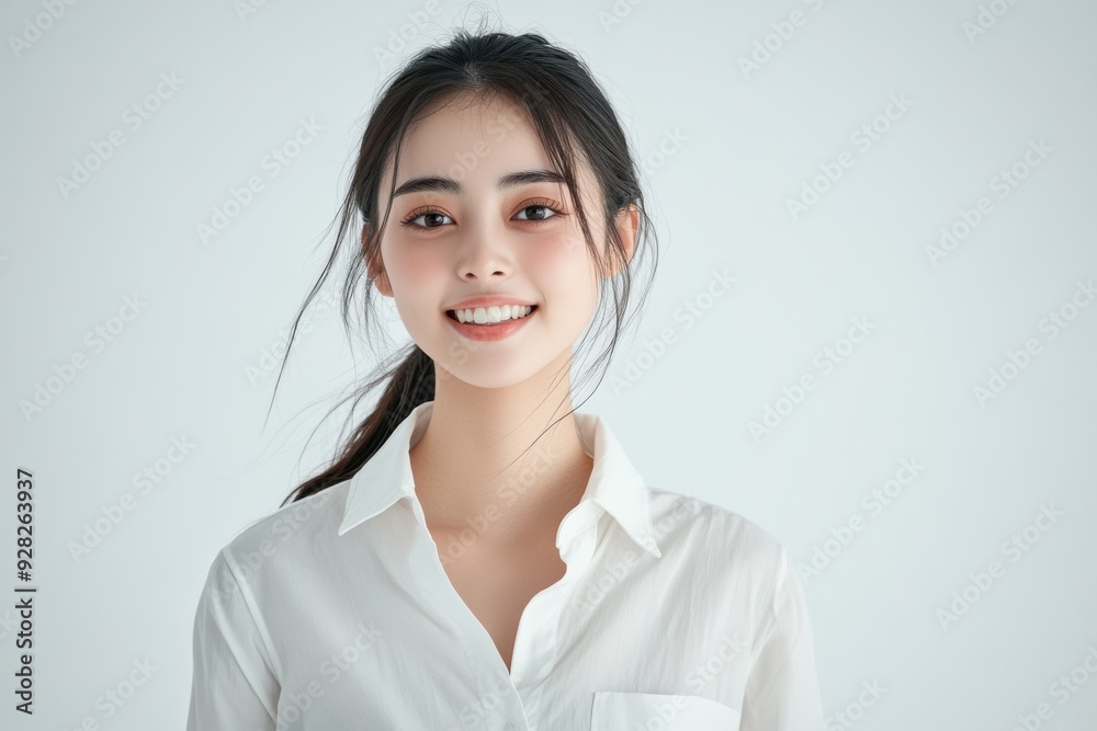 female professional model in white shirt female professional model in white shirt