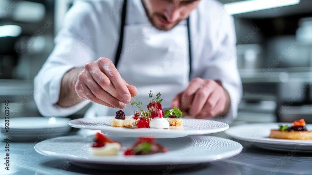 Experience the elegance of beautifully arranged food at a fine dining restaurant. Experience the elegance of beautifully arranged food at a fine dining restaurant.
