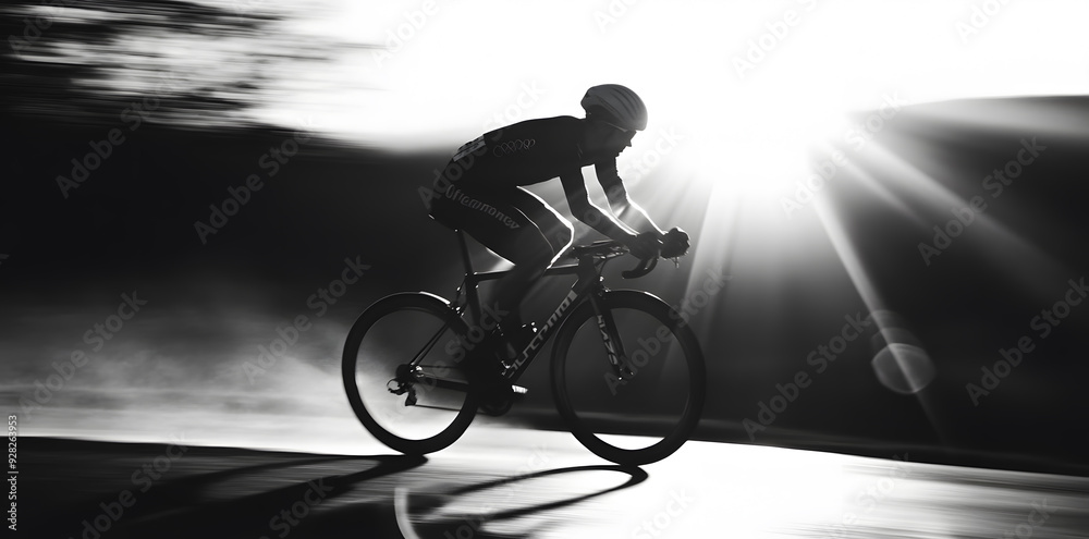 Obraz premium Cyclist pedaling on a racing bike on competition