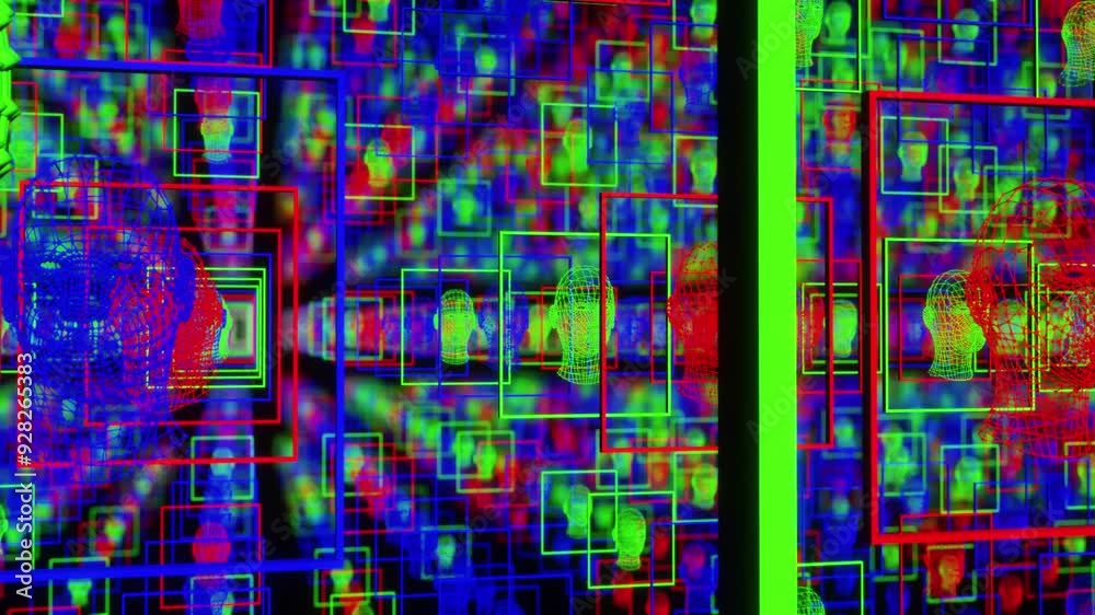 3D color wire face database iot 4k 3D color wire face database iot 4k