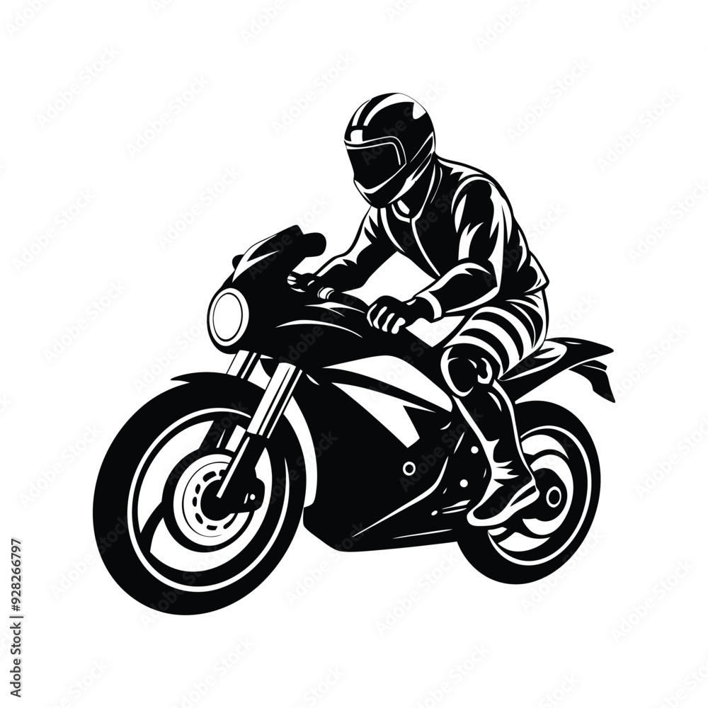 Naklejka premium Minimal Motorcycle Silhouette In Action Pose