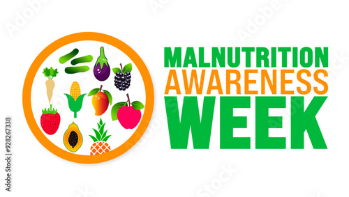 Malnutrition Awareness Week is observed every year in September. Holiday concept. Template for background, banner, card, poster, placard, design template with unique shapes with standard color.