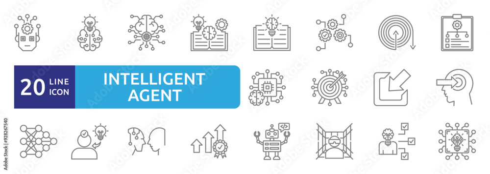 intelligent agent icon set