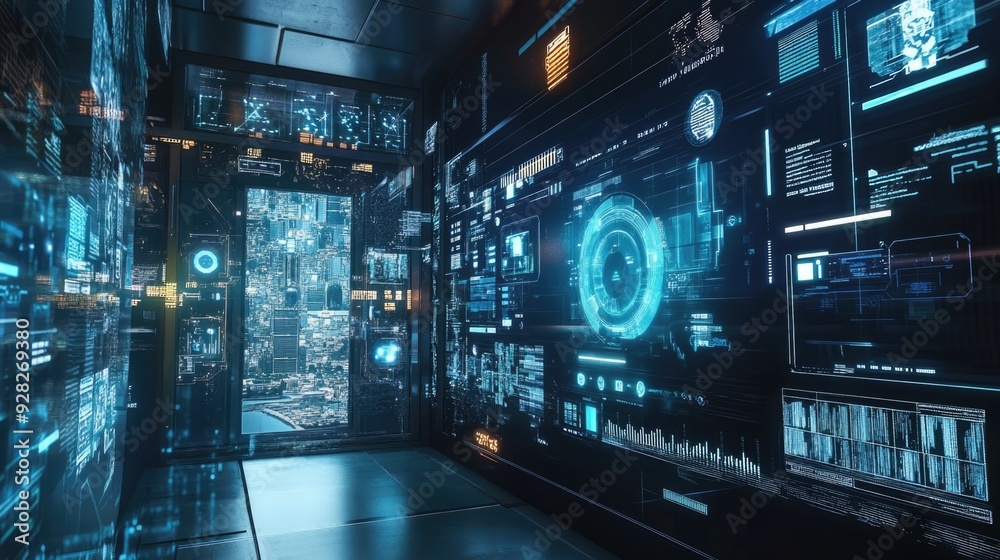 AI-powered urban environment, futuristic city, innovative technology, holographic displays AI-powered urban environment, futuristic city, innovative technology, holographic displays