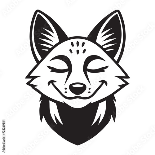 Jackal Face Outline Design,  Jackal Head Clipart,  Cute Jackal illustration in black and white