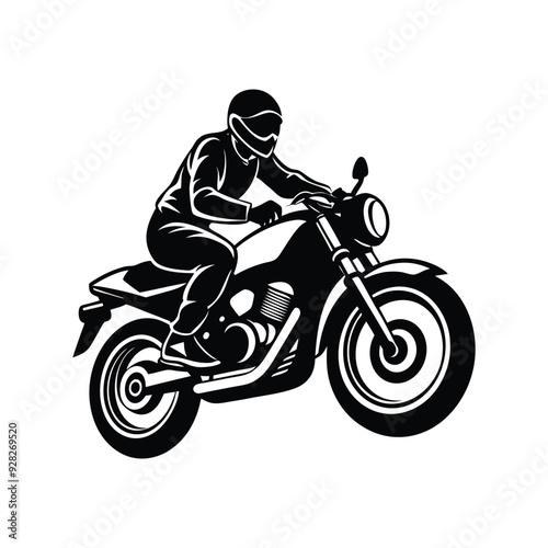 Minimal Motorcycle Silhouette In Action Pose