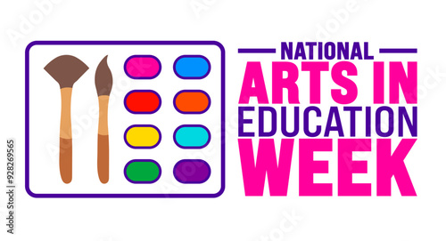 National Arts in Education Week is observed every year in September. Holiday concept. Template for background, banner, card, poster, placard, design template with unique shapes with standard color.