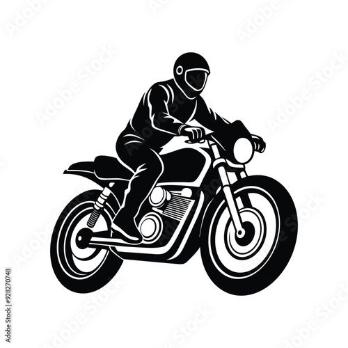 Minimal Motorcycle Silhouette In Action Pose