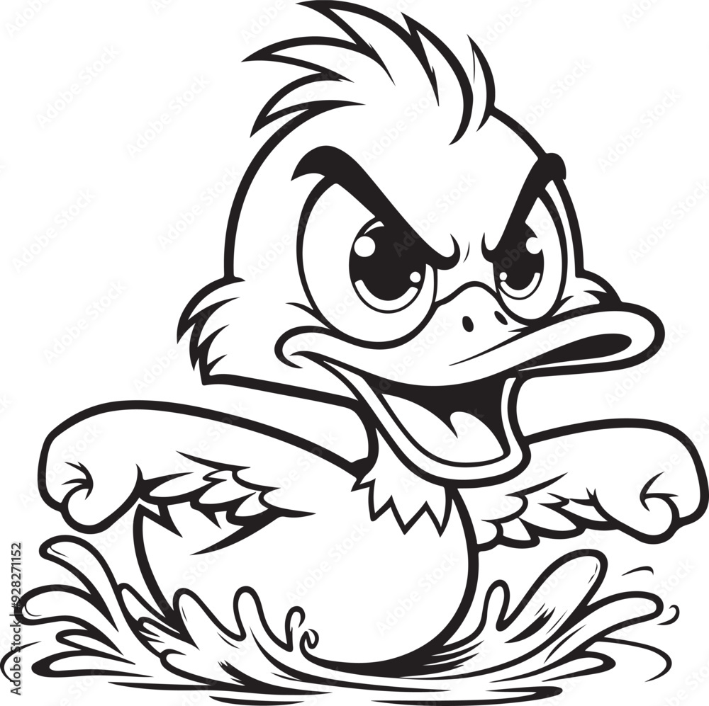 Obraz premium Angry duck lineart coloring book illustration