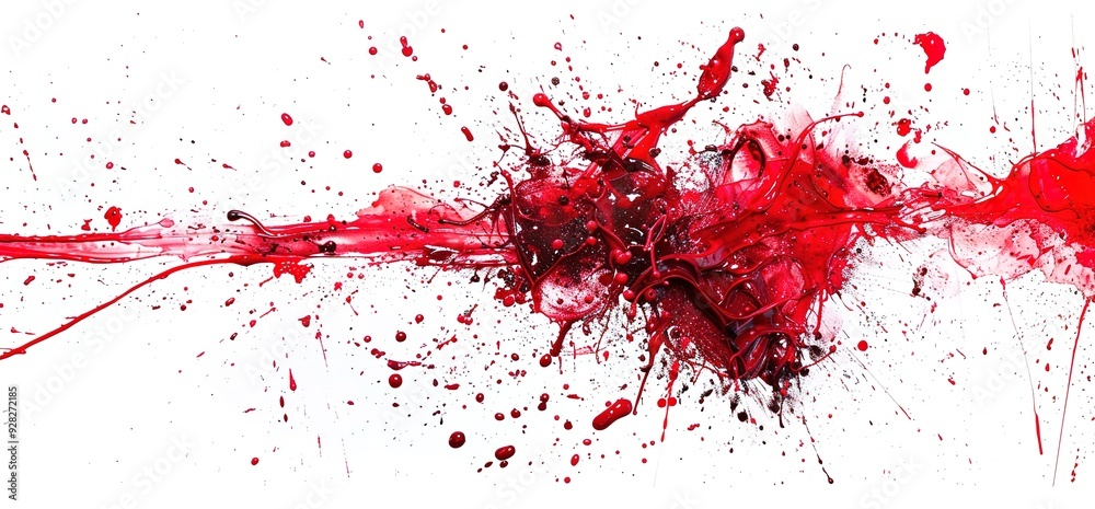 Abstract background with red and black paint splatters on a white background. A dramatic, textured design with dynamic lines and shapes. Abstract background with red and black paint splatters on a white background. A dramatic, textured design with dynamic lines and shapes.