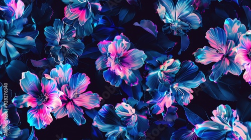 Exquisite beautiful clematis floral pattern in blue color