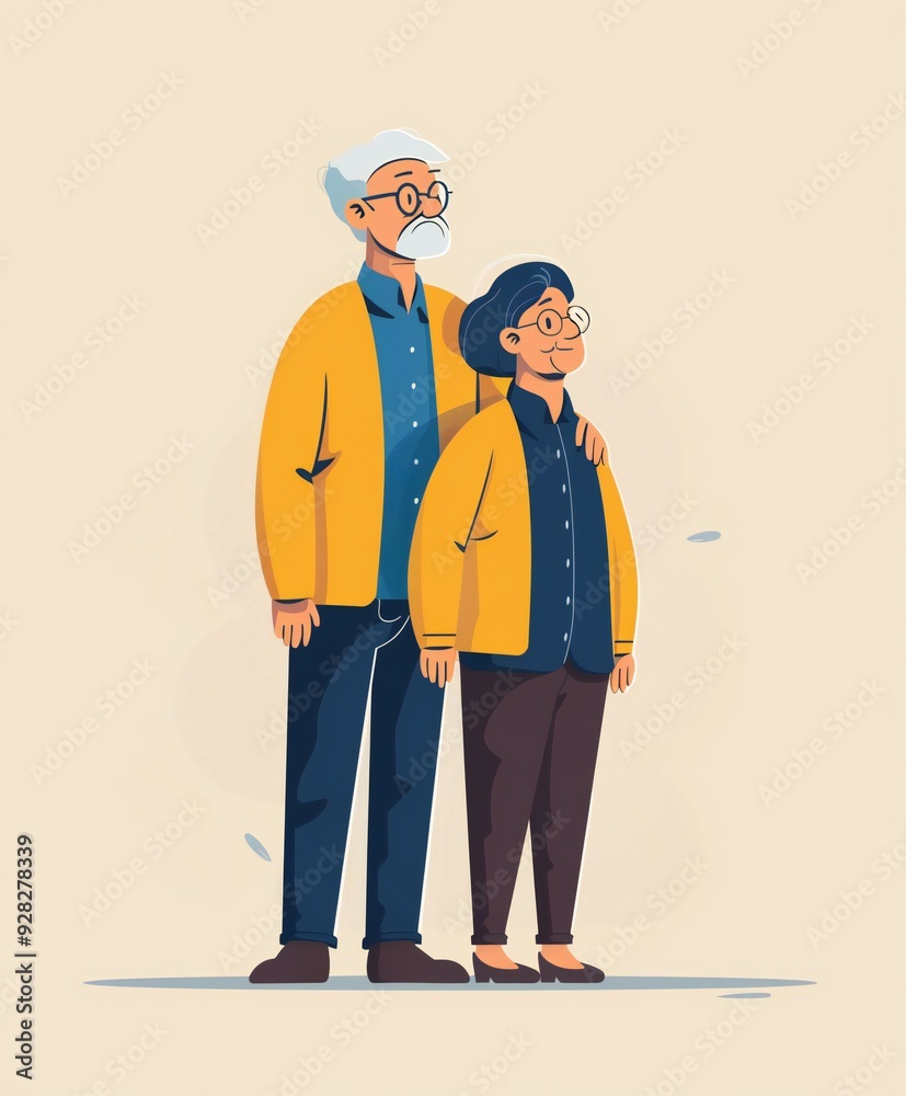 people illustration. a couple of elderly in flat minimalist illustration people illustration. a couple of elderly in flat minimalist illustration
