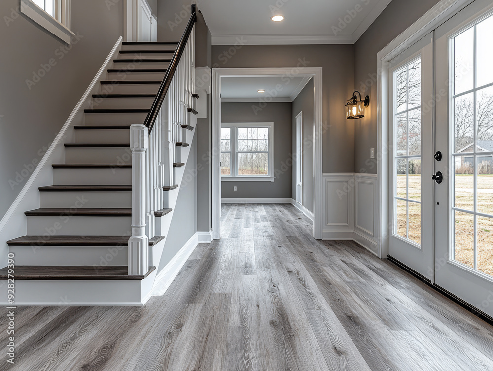 Modern Farmhouse Foyer with Gray LVP Flooring