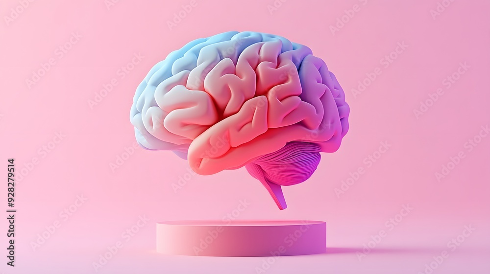 3D brain icon with a vibrant gradient color scheme 3D brain icon with a vibrant gradient color scheme