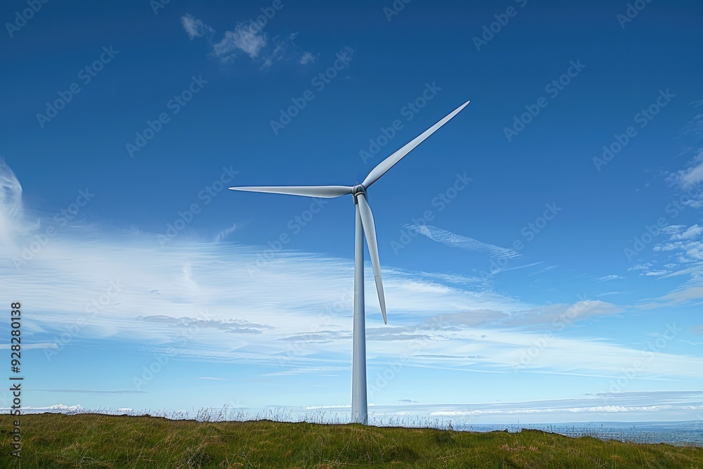 Wind turbine generating electricity, dynamic angle, green energy Wind turbine generating electricity, dynamic angle, green energy