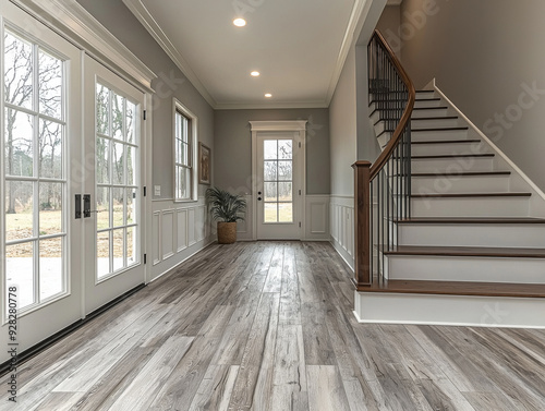 Modern Farmhouse Foyer with Gray LVP Flooring