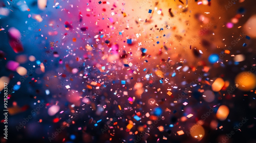 Vibrant burst of colorful confetti creating a festive atmosphere, perfect for celebrations or joyful events. Vibrant burst of colorful confetti creating a festive atmosphere, perfect for celebrations or joyful events.