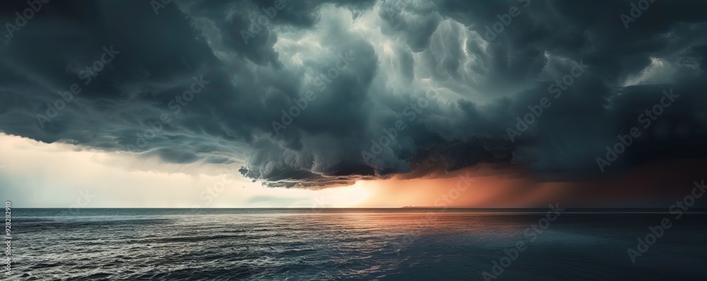 Dramatic thunderstorm brewing over the horizon, 4K hyperrealistic photo Dramatic thunderstorm brewing over the horizon, 4K hyperrealistic photo