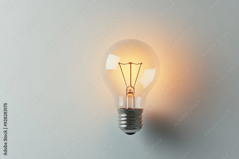 Illuminated light bulb on simple background Illuminated light bulb on simple background