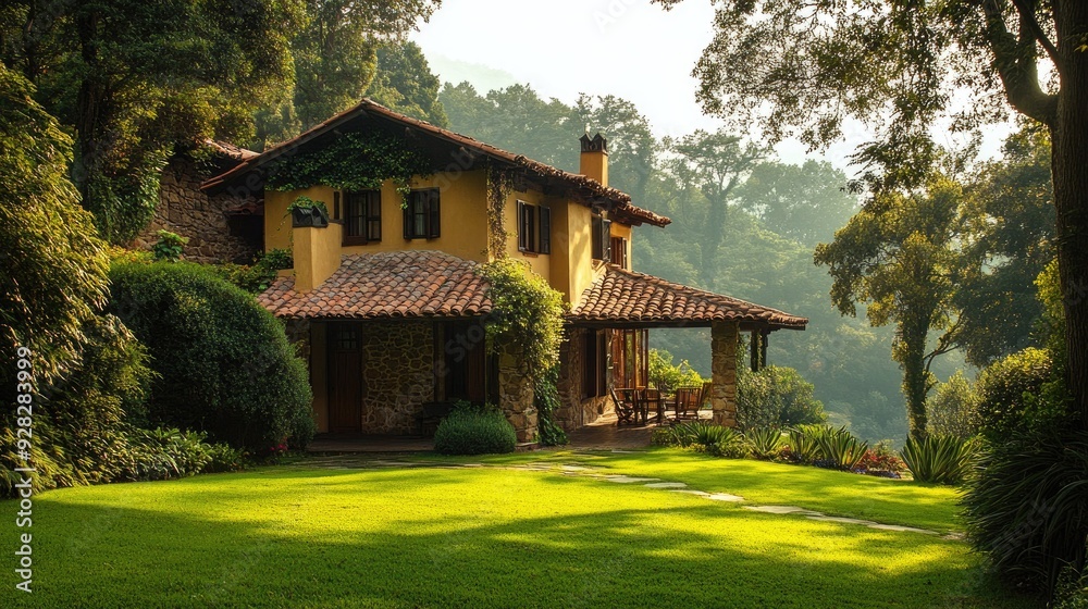 Well-known house with a picturesque natural setting, leaving generous copy space. Well-known house with a picturesque natural setting, leaving generous copy space.