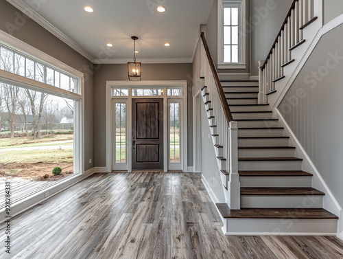 Modern Farmhouse Foyer with Gray LVP Flooring