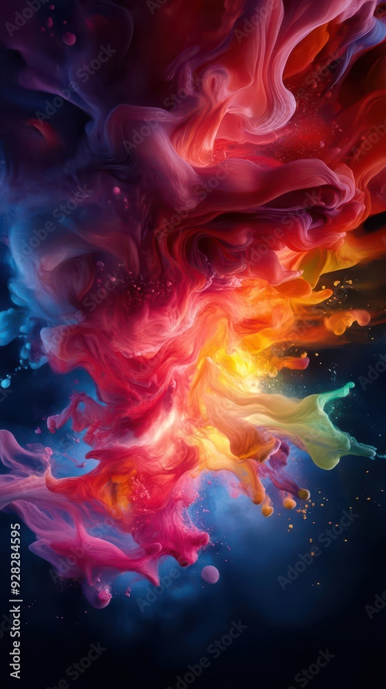 A vibrant explosion of colors swirling together, creating a mesmerizing abstract artwork full of movement and energy. A vibrant explosion of colors swirling together, creating a mesmerizing abstract artwork full of movement and energy.