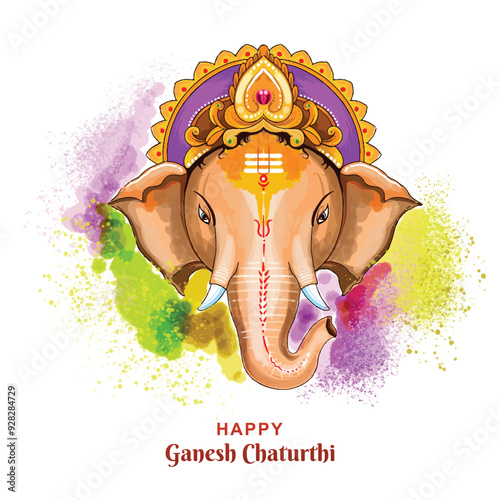 Happy ganesh chaturthi greetings card festival background