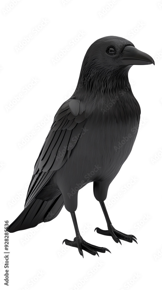 Fototapeta premium 3D Illustration of Clever raven with shiny feathers on transparent background