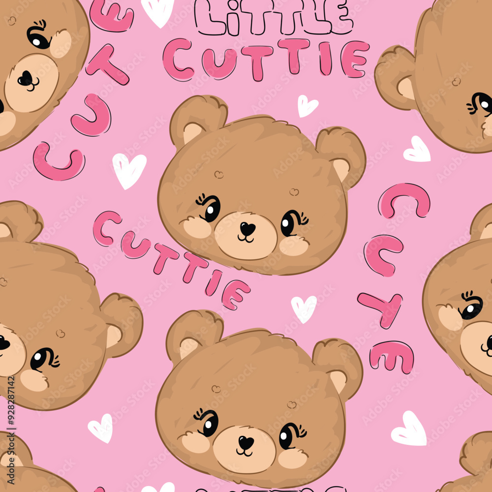 Fototapeta premium Seamless pattern with cute Teddy Bear vector, Kids trend print