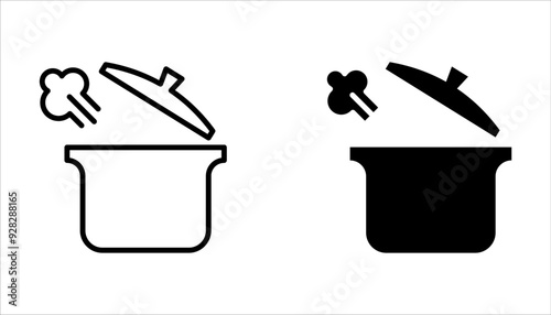 Pan, saucepan line icon set isolated on white background