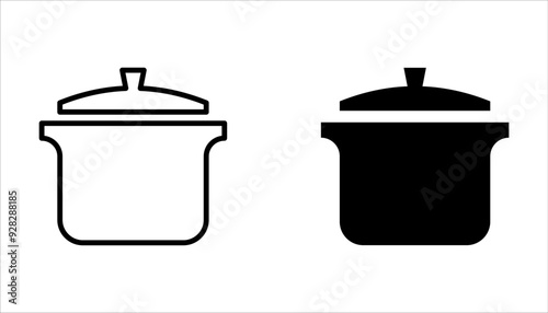 Pan, saucepan line icon set isolated on white background