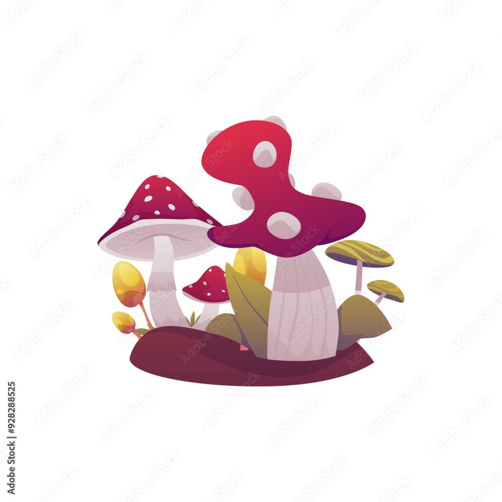 Vector illustration showcasing mushrooms in a flat style. Vector illustration showcasing mushrooms in a flat style.