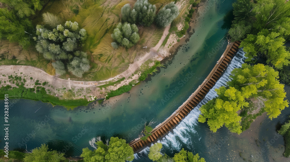 Φωτογραφία Aerial Perspective: Drone Shot of a Riverbank with Sediment Filtration