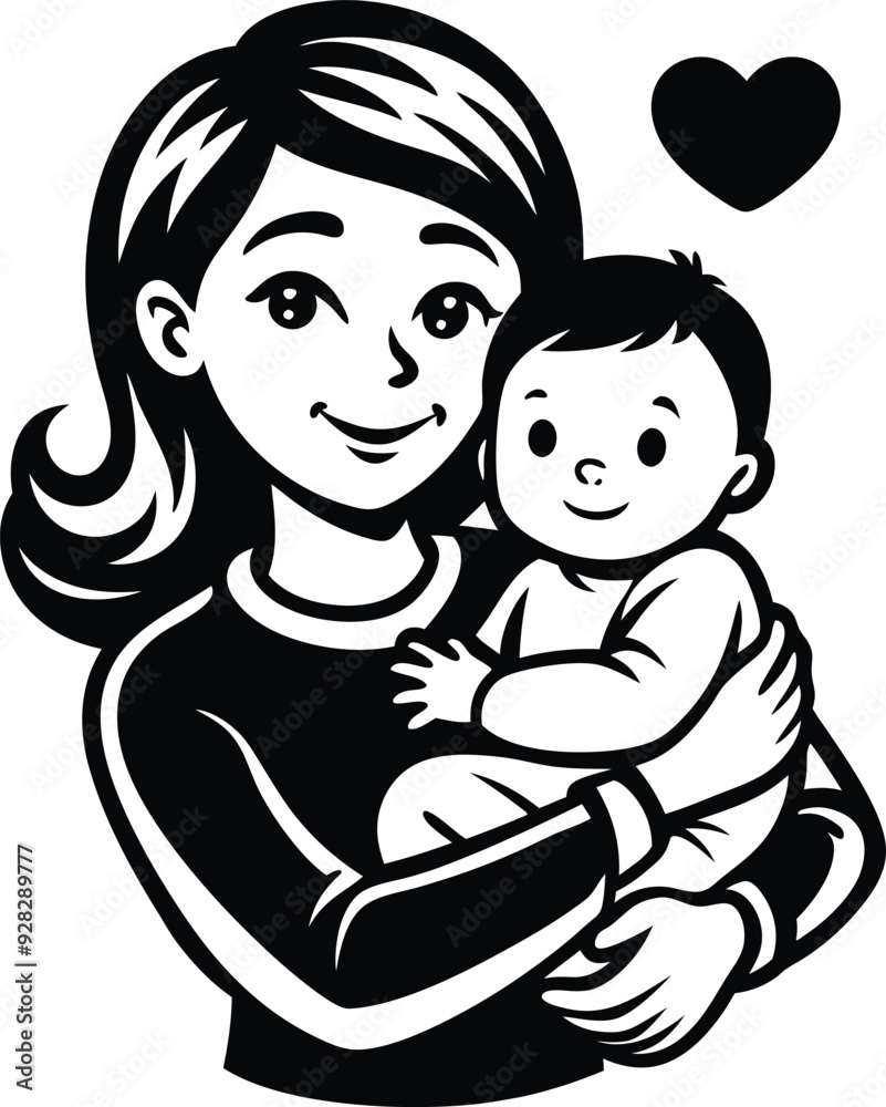 a child in a mother,s arms silhouette illustration a child in a mother,s arms silhouette illustration